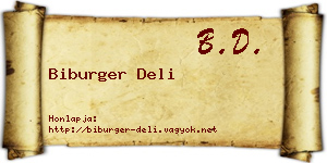 Biburger Deli névjegykártya